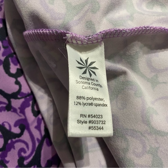 Athleta Faux Wrap Nectar Purple Vine Scroll Stretch Knit Dress - Picture 6 of 6